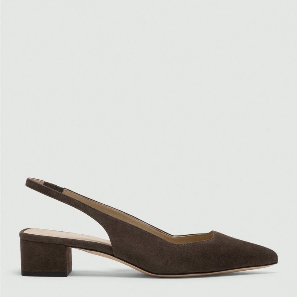 Theory Brown Suede Slingback Block Heels, Size 37.5